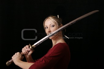 Female with a samurai sword