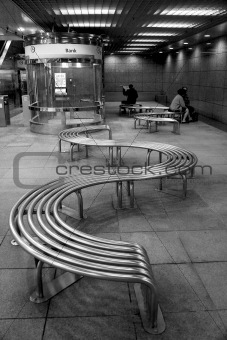 Waiting benches Taipei underground