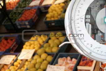 Weighing fruit at the market
