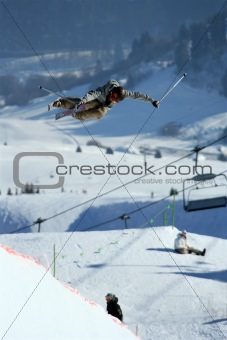 Skier in the halfpipe