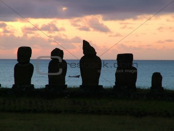 Sunset at Tahai, Easter Island