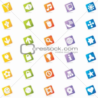 Colorful Internet & Web Icon Set (Vector)