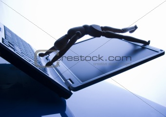 Laptop with figure
