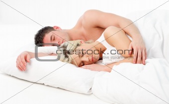 Beautiful girl sleeping with her boyfriend