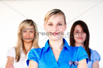 Confident businesswomen smiling at the camera