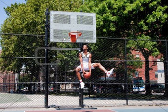 Jumping basketball player