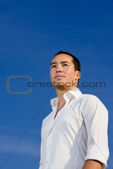 Smart handsome asian man looking forward
