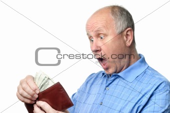 senior man with wallet
