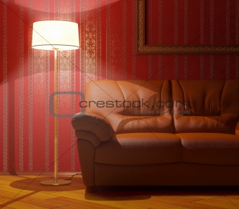 Sofa and floor lamp