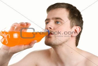 Man drinking orange juice 