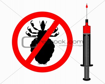 Prohibition sign for lice and inoculation on white background