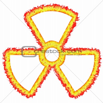 Fiery Outlined Radioactive Sign