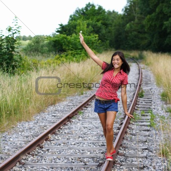 Walking on rails / railroad tracks 