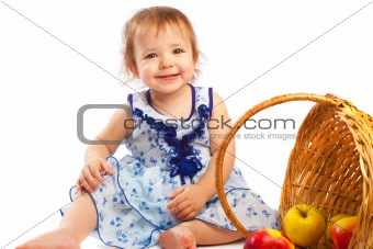 Happy toddler and fruit
