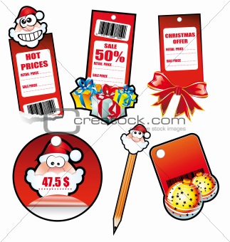Santa Greetings Stickers for Tag and Card