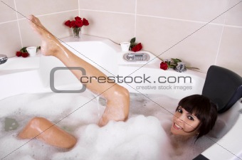Woman in jacuzzi