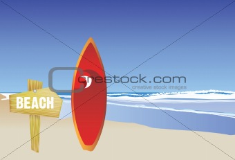 beach and surfboard