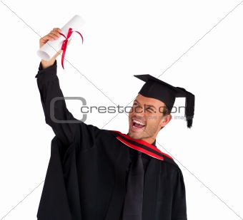 Excited boy celebrating his graduation