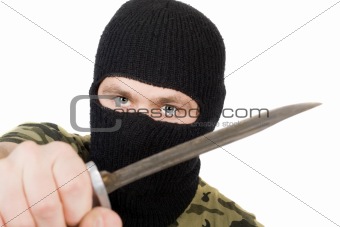Portrait of the killer with a knife 