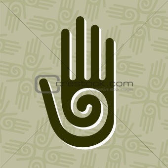Hand with spiral symbol