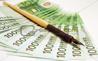Euro Bill & Old Pen