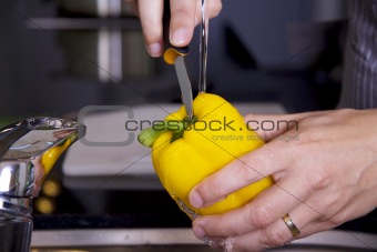 Cleansing a yellow pepper