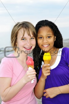 Girls having ice cream