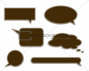 Set of brown speech labels. Vector art