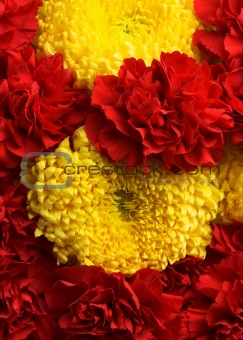 Carnations and chrysanthemums