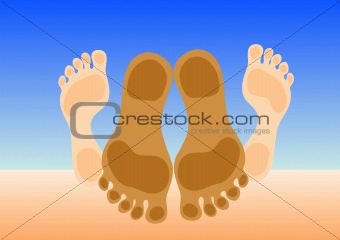 Feet of couple making love
