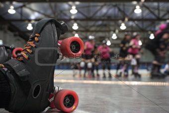 Roller derby skater fall