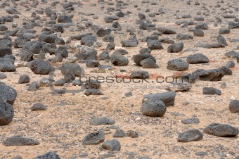 Black Volcanic Stones at Canary Island Fuerteventura, Spain