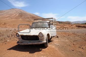 Abandoned old pickup car on Fuerteventura