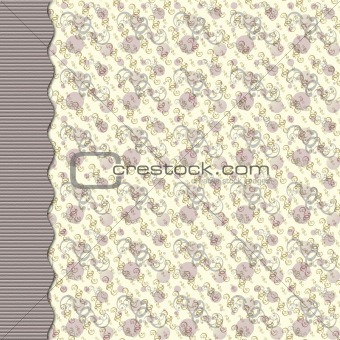 Purple and gray retro dot and swirl background with curved border