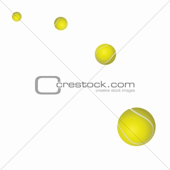 Four yellow tennis balls. Vector illustration