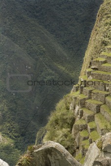 Steep view of Machu Picchu, Peru