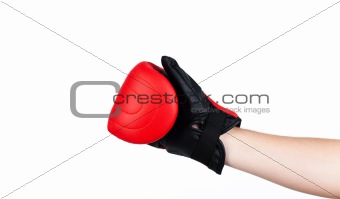 isolated shot of a man wearing boxing gloves 