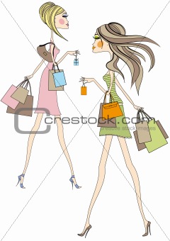 Shopping women, vector