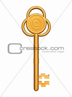 golden key with e-mail symbol