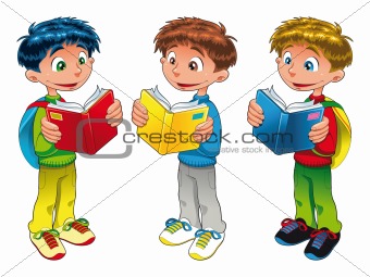 Three boys are reading