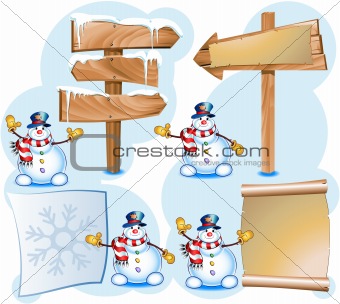snowman and signpost