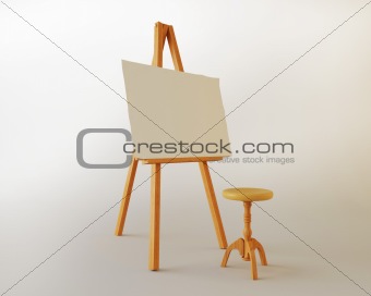 Easel on a white background