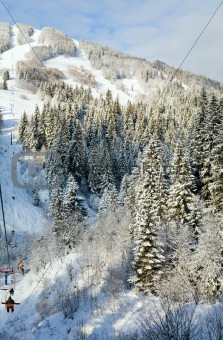 winter ski ropeway