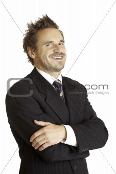 PORTRAIT OF A HAPPY AND SMILING BUSINESSMAN