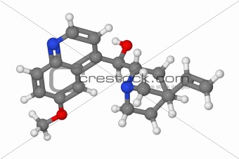 Ball and stick model of quinine molecule