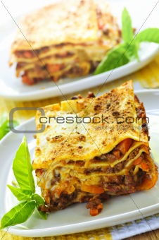 Plates of lasagna