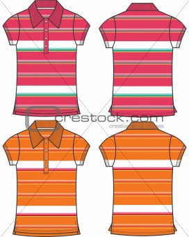 lady fashion stripe pattern polo