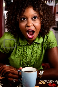 Pretty African American Woman with Shocked Expression
