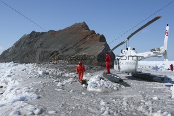 Helicopter in the Canadian Arctic