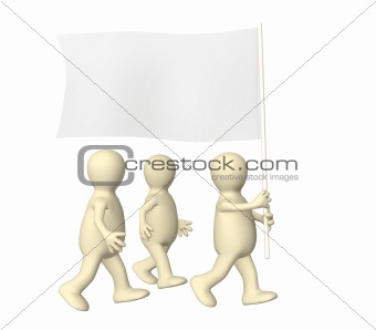 Group puppets, going with a flag